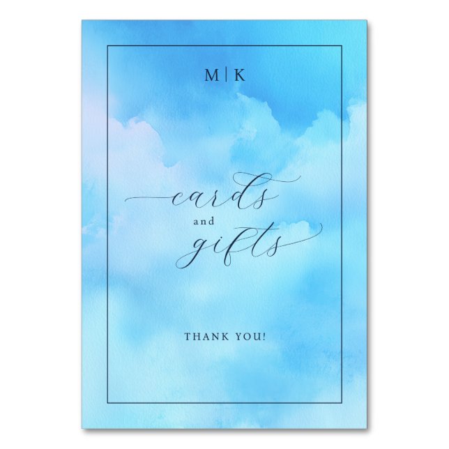 Numéro De Table Serene Blue Watercolor Gratitude Card (Par défaut)