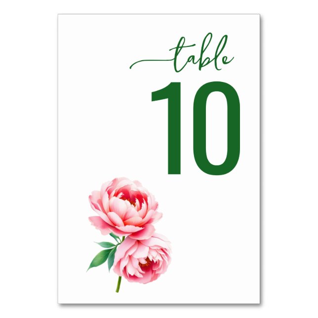 Numéro De Table Serene Green Floral Wedding Table Card (Par défaut)