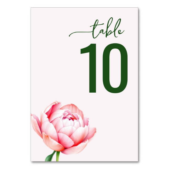 Numéro De Table Serene Green Floral Wedding Table Card (Par défaut)