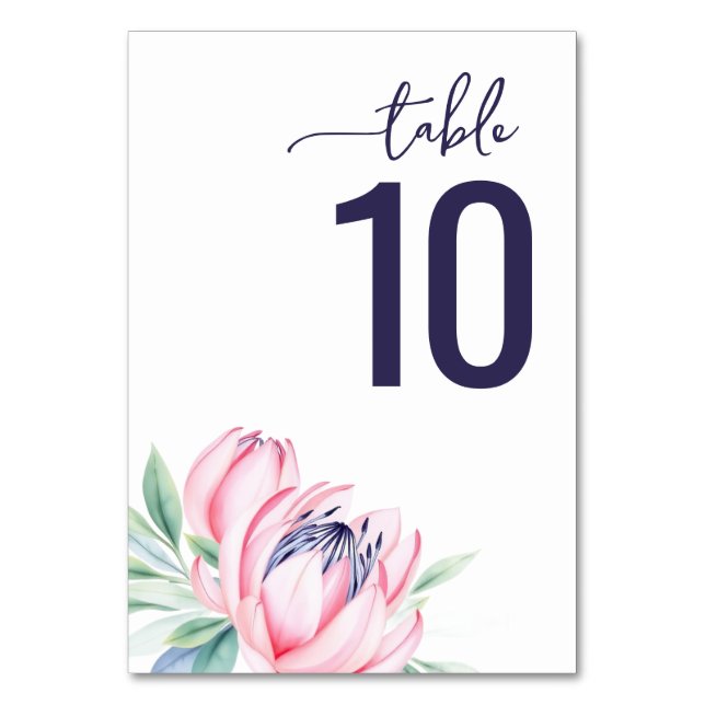 Numéro De Table Serene Navy Watercolor Wedding Table Card (Par défaut)