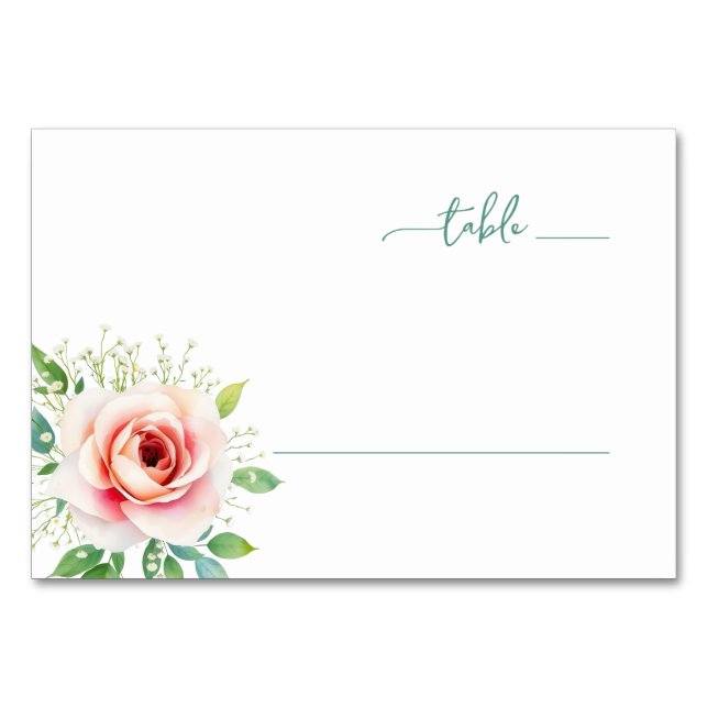 Numéro De Table Serene Pastel Watercolor Rose (Devant)