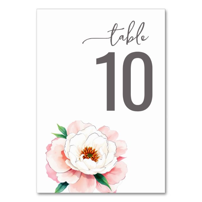 Numéro De Table Serene Pink Watercolor Wedding Table Card (Par défaut)
