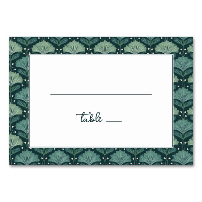 Numéro De Table Serene Teal Botanical Leaf Border (Devant)