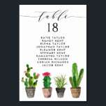 Numéro De Table Sièges à Mariage à pots de saumons et à cactus<br><div class="desc">Ajoutez un accent boho à votre événement avec ces cartes de sièges personnalisables. On y trouve des succulents en pot et des cactus. Cette carte de numéro de table de cactus est parfaite pour les mariages d'été,  les diplômes,  les anniversaires,  les baby showers,  et bien plus encore.</div>