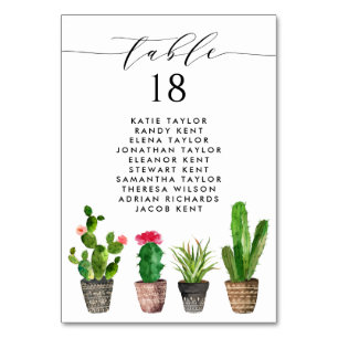 Numéro De Table Sièges à Mariage à pots de saumons et à cactus