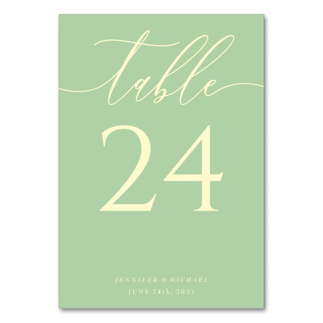 Numéro De Table Sièges Élégants Simples Pistache & Crème (Par défaut)