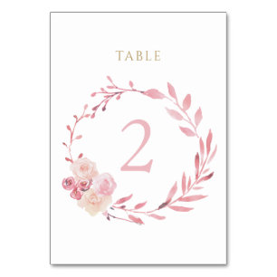 Numéro De Table signe numérique de la table de couronnes florales