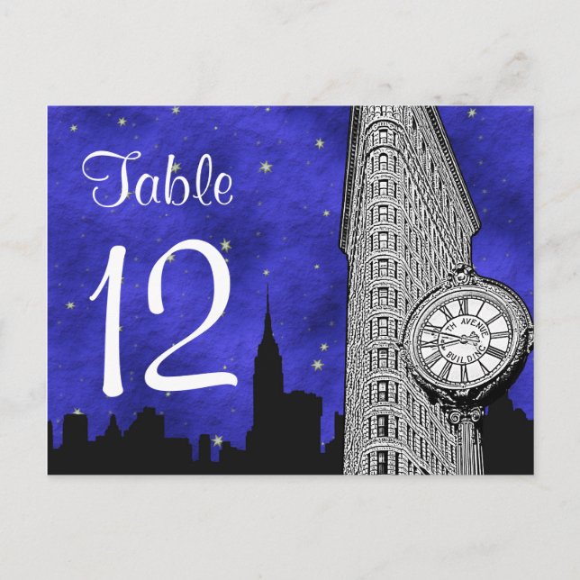 Numéro de table silhouette de la skyline de Flatir (Devant)