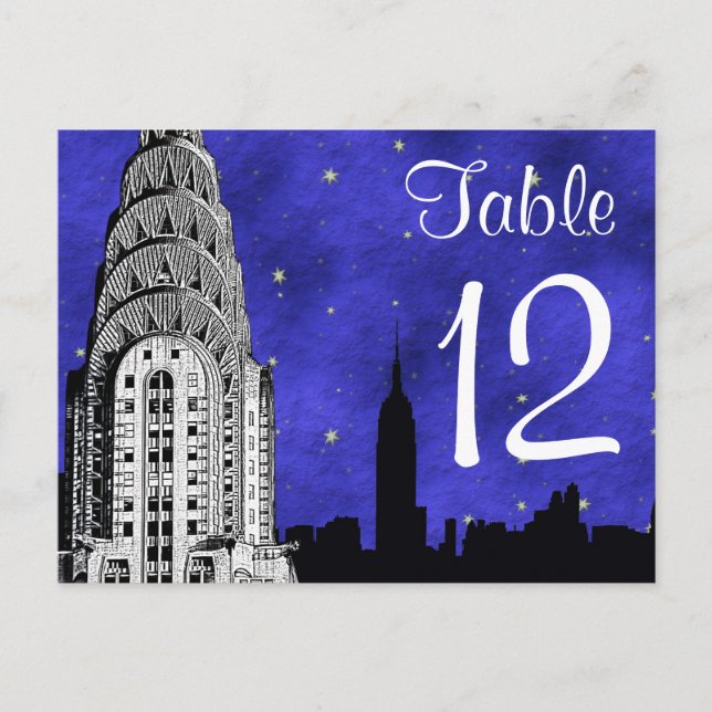 Numéro de table silhouette de la skyline de NYC Ch (Devant)