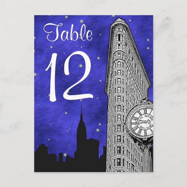 Numéro de table silhouette de la skyline de NYC Fl (Devant)