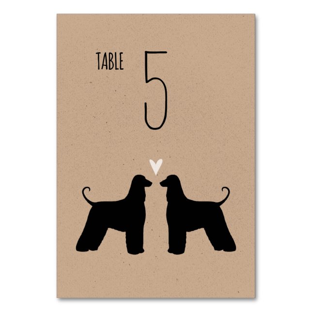 Numéro De Table Silhouettes Chien Afghan Hound Réception De Mariag (Par défaut)