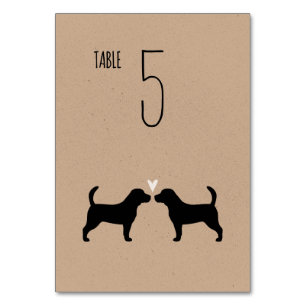 Numéro De Table Silhouettes de Chien Beagle Réception de mariage
