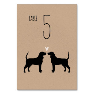 Numéro De Table Silhouettes de Chien Coonhound Réception de mariag