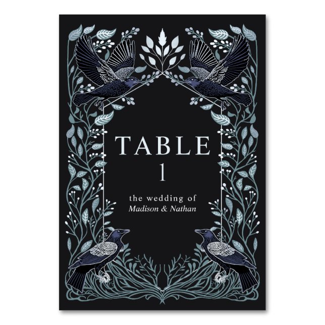 Numéro De Table Silver Enchanted Gothic Raven Floral Wedding (Par défaut)