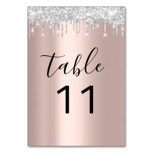 Numéro de table Silver GR Grey Driips Rose Gold Bl