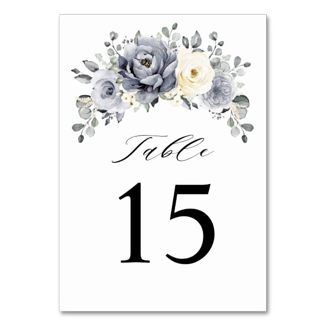 Numéro De Table Silver Grey Ivory Floral hiver Rustique Mariage (Par défaut)