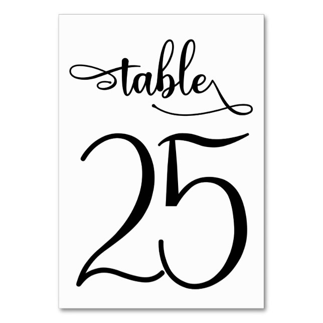 Numéro de table simple 3,5x5 noir | Tableau 25 (Dos)