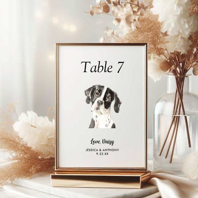 Numéro De Table Simple Aquarelle Moderne Mariage Chien  (Créateur téléchargé)