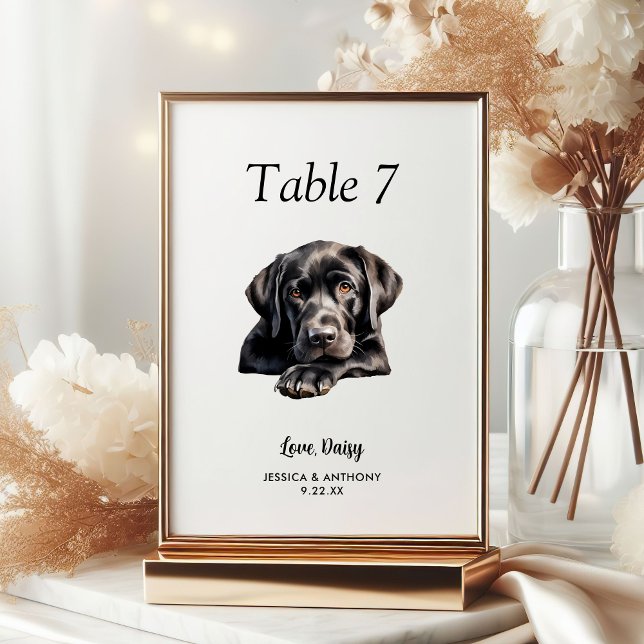 Numéro De Table Simple Aquarelle Moderne Mariage Chien  (Créateur téléchargé)
