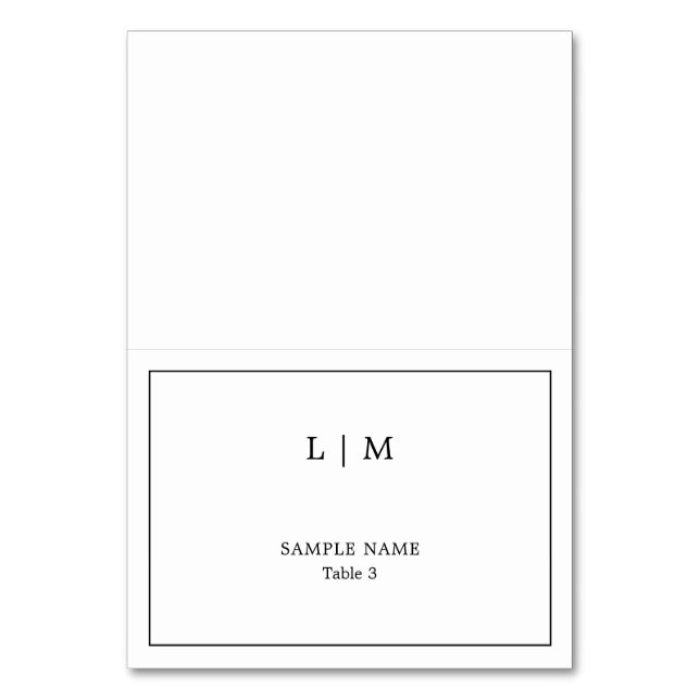 Numéro De Table Simple Black and White Elegant Wedding Place Card (Par défaut)
