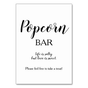 Numéro De Table Simple Black White Calligraphie Popcorn Bar