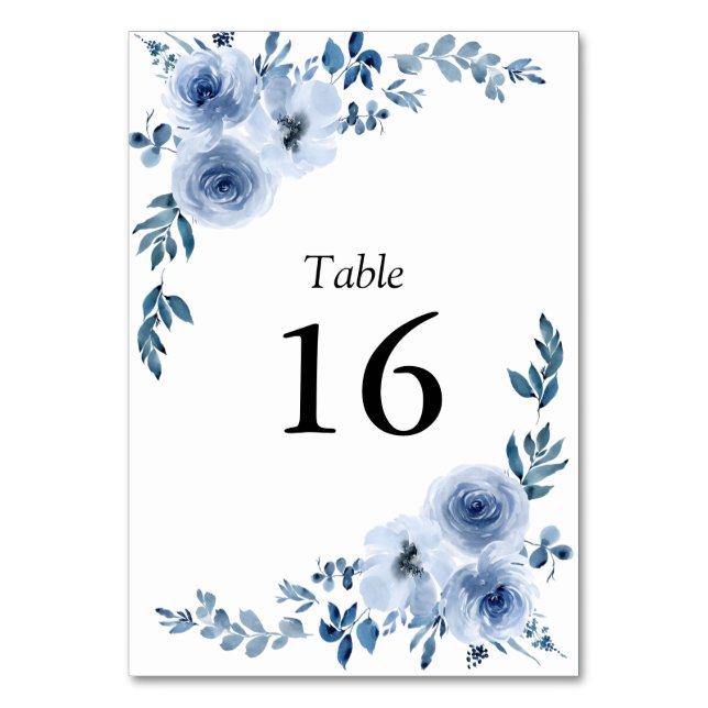 Numéro De Table simple cadre floral bleu mariage (Par défaut)