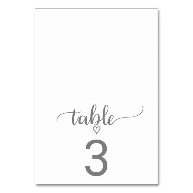 Numéro De Table Simple calligraphie gris argent plié Numéro de tab (Par défaut)