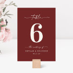 Numéro De Table Simple couleur solide vin foncé cannelle Mariage r<br><div class="desc">Simple Couleur Solide Vin Foncé Cinnamon Rouge Mariage Numéro De Table Du Dîner De Réception. Cette Table Card chic et moderne est simple classique et élégant avec une couleur arrière - plan unie et une jolie police de calligraphie de script avec queues. Montré dans la nouvelle Colorway. Disponible en plusieurs...</div>