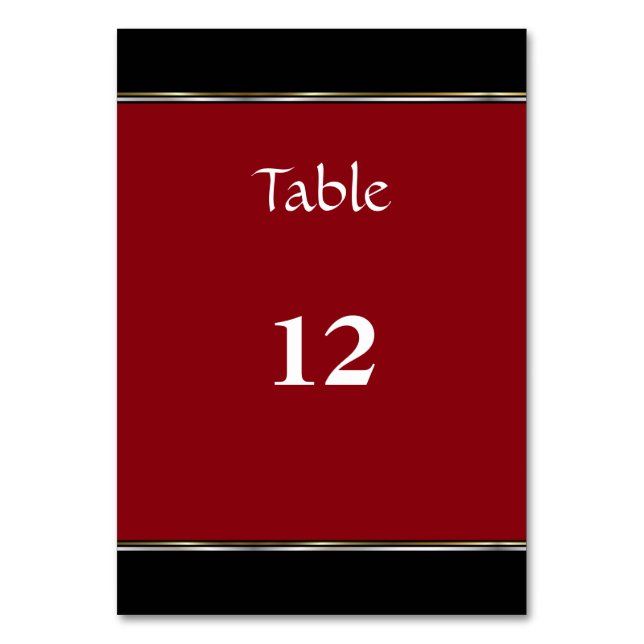 Numéro de table simple de Mariage noir et rouge (Par défaut)