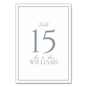 Numéro De Table Simple Dusty Blue Elegant Mariage de calligraphie