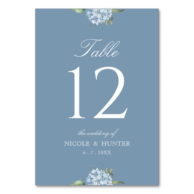Numéro De Table Simple Dusty Blue Hydrangea Wedding Table Number (Par défaut)