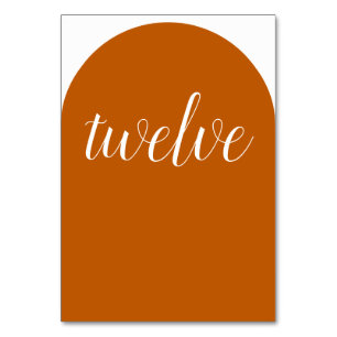 Numéro De Table Simple Elégant Burnt Orange Arrondi