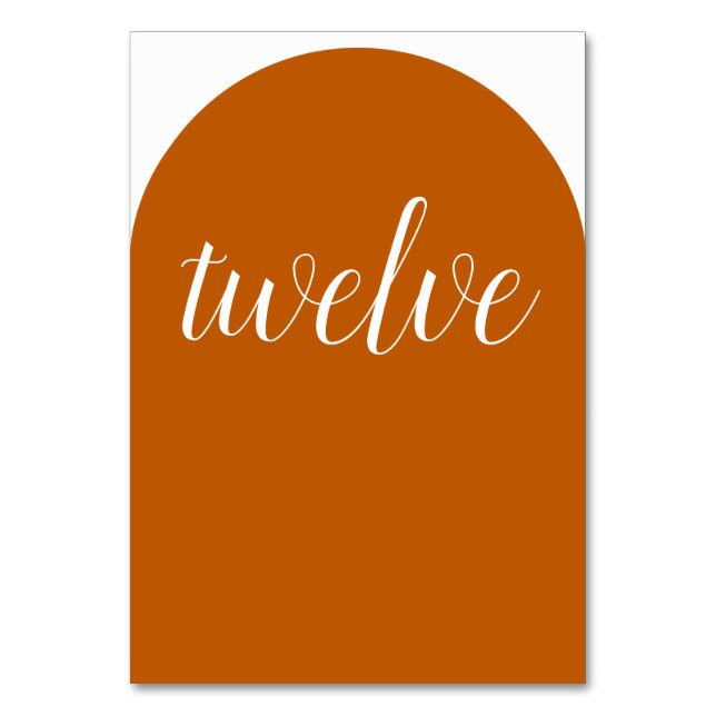 Numéro De Table Simple Elégant Burnt Orange Arrondi (Par défaut)