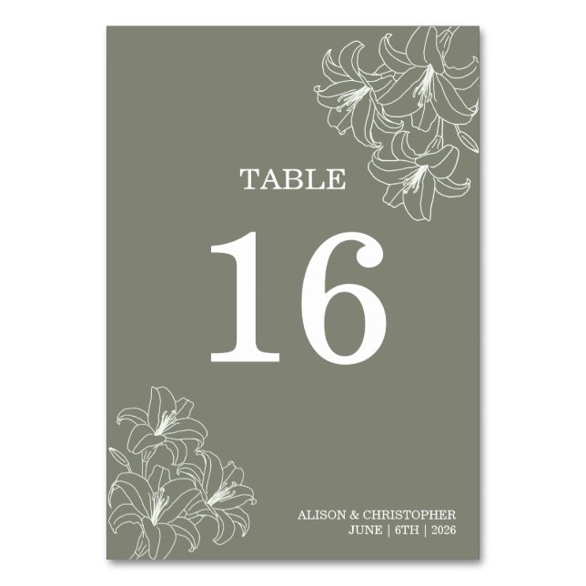 Numéro De Table Simple Élégant Fleurs Coins Mariage (Par défaut)