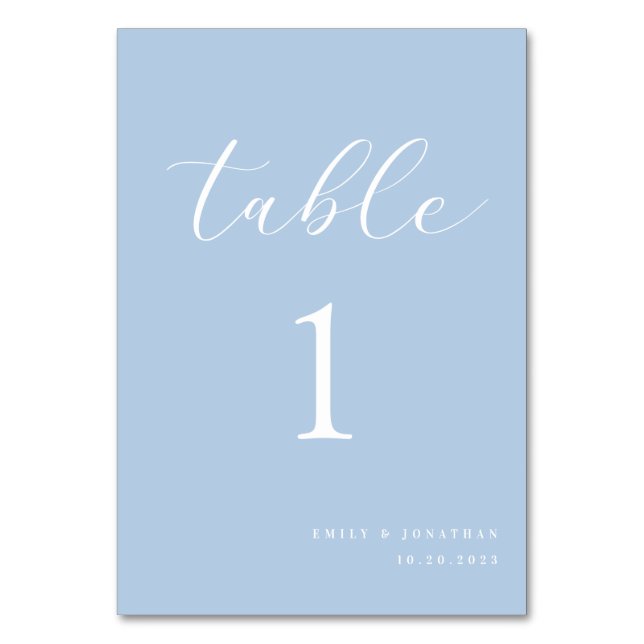 Numéro De Table Simple Élégant Mariage Bleu Poussiéreux (Par défaut)