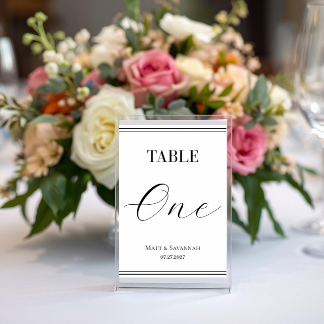 Numéro De Table Simple Élégant Mariage Formel Noir & Blanc (Créateur téléchargé)