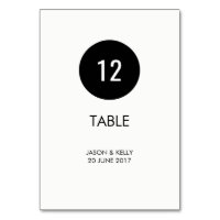 Numéro de table simple en cercle monochrome mariag