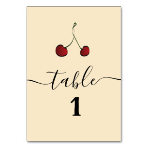 Numéro De Table Simple et élégant tirage à la main blanc cerise ro