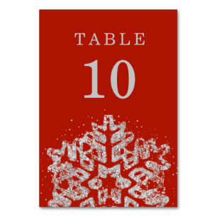 Numéro De Table Simple hiver Noël Mariage Silver Red
