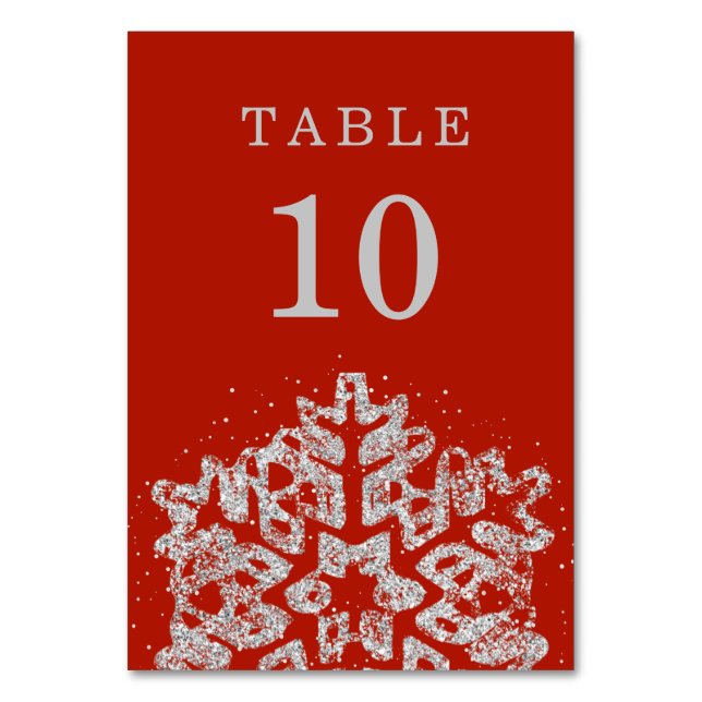 Numéro De Table Simple hiver Noël Mariage Silver Red (Par défaut)