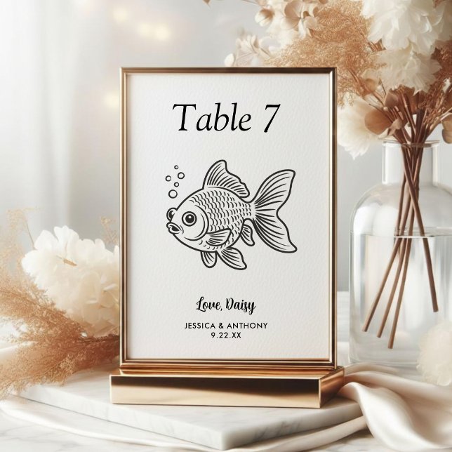 Numéro De Table Simple mariage d'animal de compagnie noir et blanc (Créateur téléchargé)