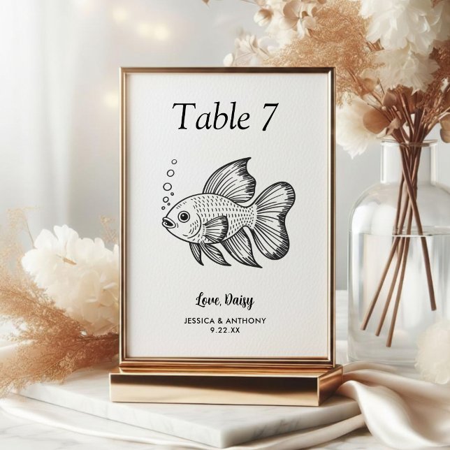 Numéro De Table Simple mariage d'animal de compagnie noir et blanc (Créateur téléchargé)