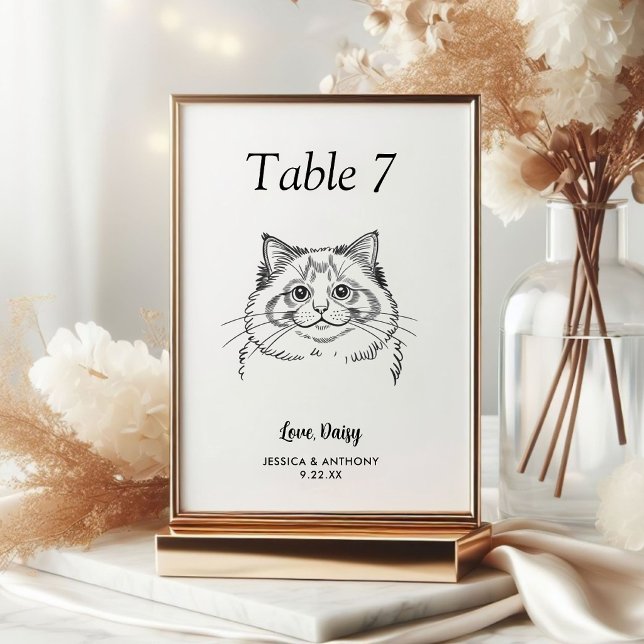 Numéro De Table Simple Mariage de Chat Noir et Blanc  (Créateur téléchargé)