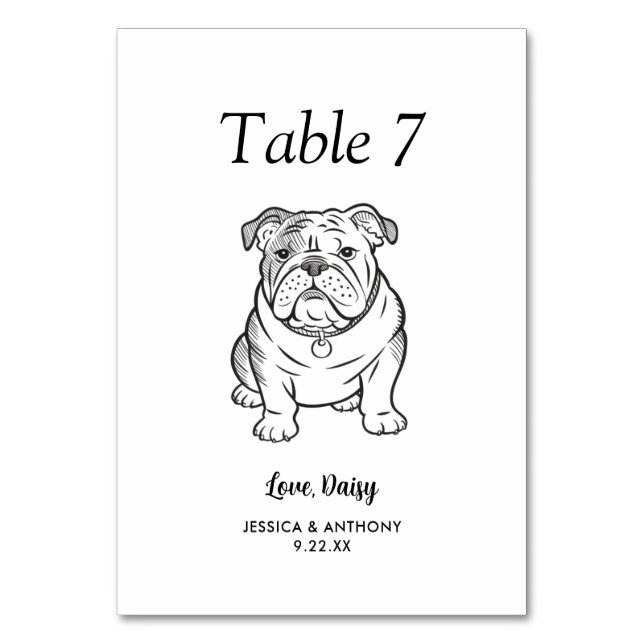 Numéro De Table Simple mariage de chien en noir et blanc  (Par défaut)