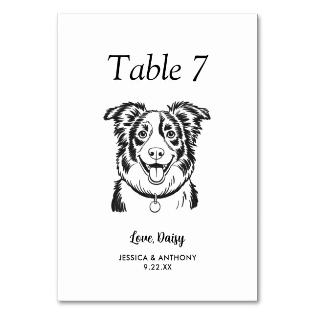 Numéro De Table Simple mariage de chien en noir et blanc  (Par défaut)