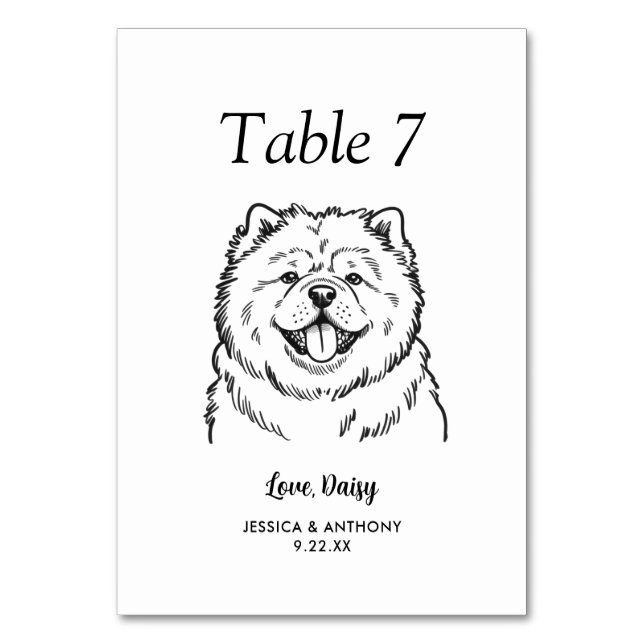 Numéro De Table Simple mariage de chien en noir et blanc  (Par défaut)