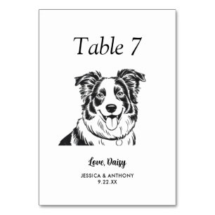 Numéro De Table Simple mariage de chien en noir et blanc 