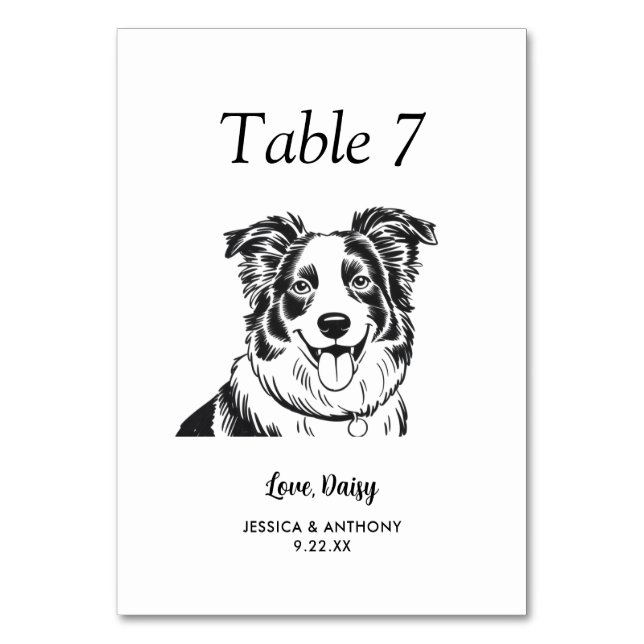 Numéro De Table Simple mariage de chien en noir et blanc  (Par défaut)