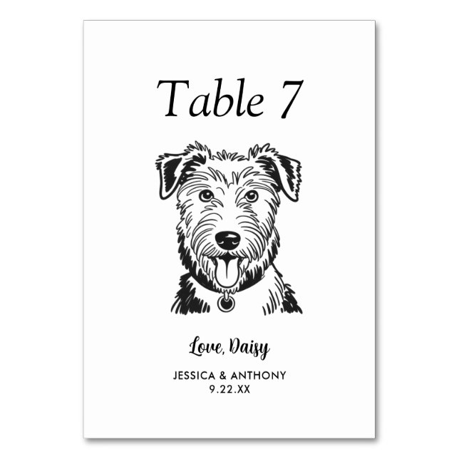 Numéro De Table Simple mariage de chien en noir et blanc  (Par défaut)