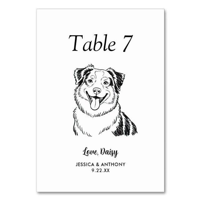 Numéro De Table Simple mariage de chien en noir et blanc  (Par défaut)